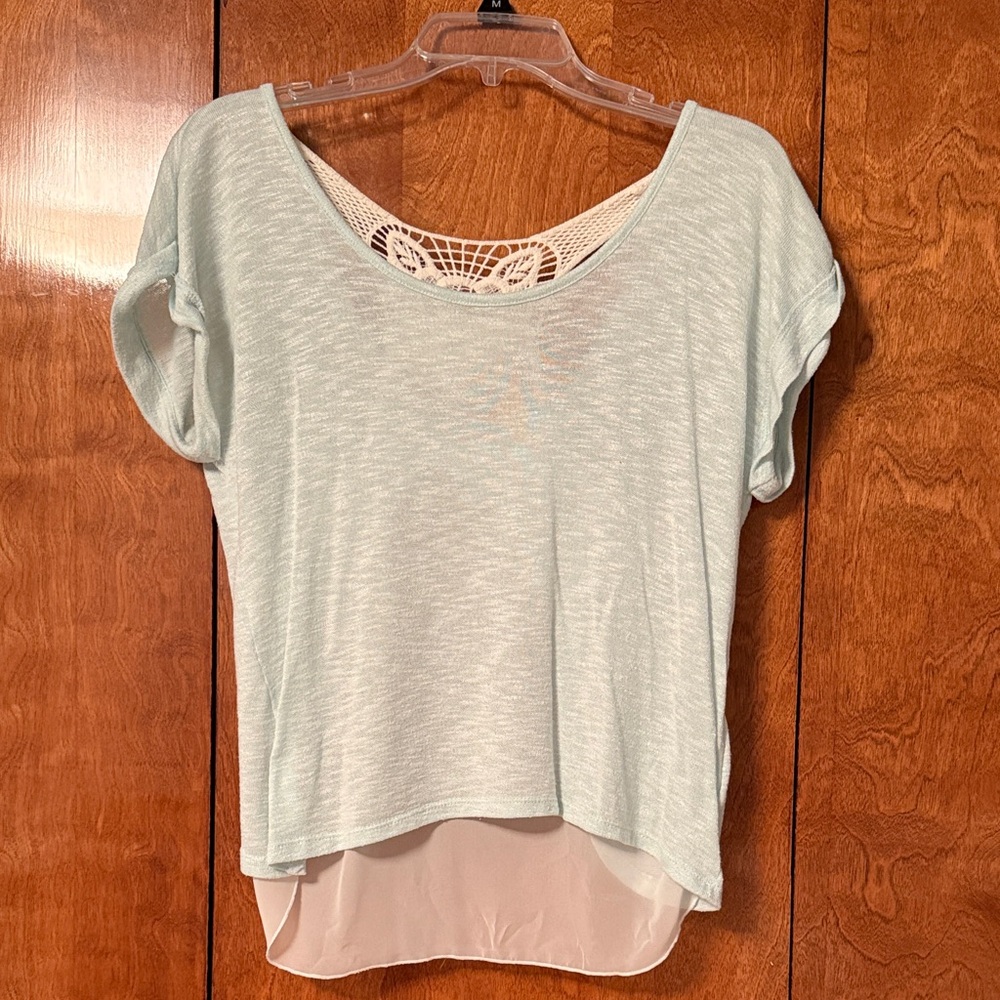 Mint Green Women's Top with Lace Detail